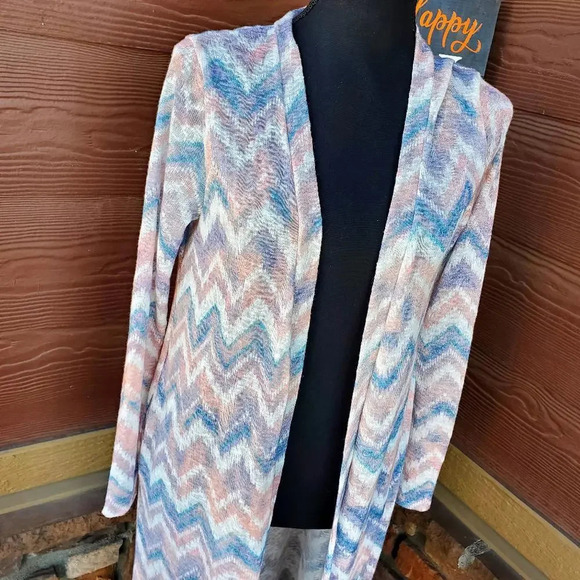 NWT Amelia James Size Medium M Pastel Chevron Duster Cardigan - Picture 5 of 12